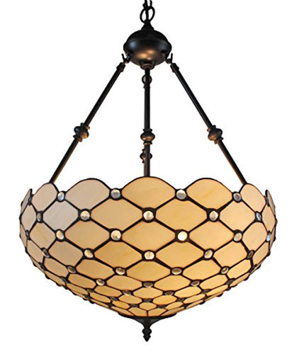 Tiffany Style Ceiling Hanging Pendant Lamp 18-Inch 2 Lights, White - EK CHIC HOME
