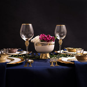 Set of 2 Wine Glasses - Rhinestone"DIAMOND" Studded With Gold Rim - Long Stem - EK CHIC HOME
