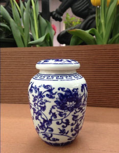 Decorative Blue and White Lotus Pattern Porcelain Display Unit (Medium Size) - EK CHIC HOME