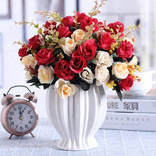 Load image into Gallery viewer, Artificial Rose Bouquets with Ceramics Vase - EK CHIC HOME