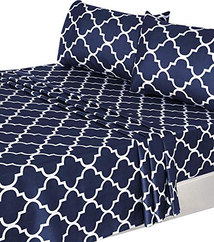 4-Piece Bed Sheet Set (King, Navy) - EK CHIC HOME