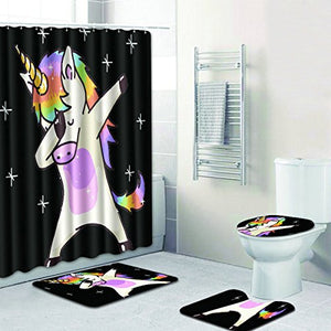 4 Piece Bathroom Set,Animal Lion Waterproof Shower Curtain Non-Slip Contour Rug Toilet Lid Cover and Bath Mat - EK CHIC HOME