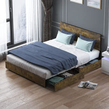 Load image into Gallery viewer, 4 Storage Drawers Full Size Bed Frame with Headboard, Rustic - EK CHIC HOME