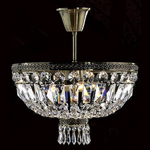 Metropolitan 4 Light Flush Mount Ceiling Light, Antique Bronze Finish Crystal 16" D x 14" H - EK CHIC HOME