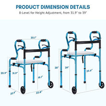 Load image into Gallery viewer, 4 in 1 Stand-Assist Folding Walker with Detachable Seat, Trigger Release and 5&quot; Wheels Supports - EK CHIC HOME