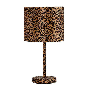 19.25" Faux Suede Metal Table Lamp in Leopard Print - EK CHIC HOME