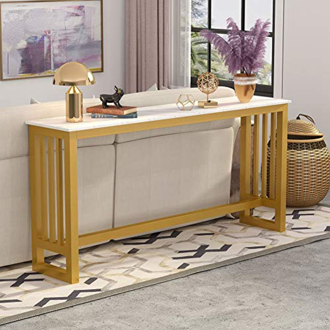 70.9 Inch Extra Long Gold Sofa Table, Modern Console Table - EK CHIC HOME