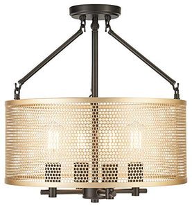 Gianni Chandelier Hanging Light Black w/Antique Brass - EK CHIC HOME