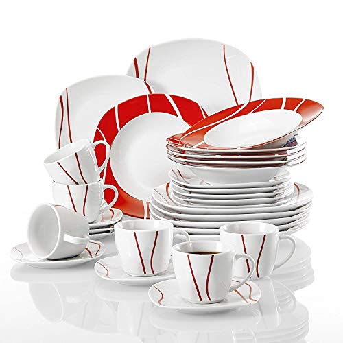 30-Piece Porcelain Dinnerware Set for 6 Person - EK CHIC HOME