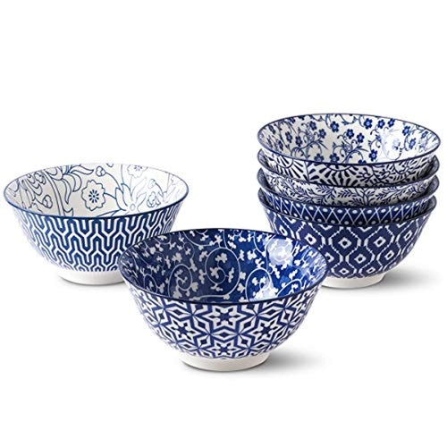 Porcelain Bowls Set - Set of 6, ceramic bowls Gift Pack - EK CHIC HOME