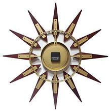 Load image into Gallery viewer, Orion 30 Inch Walnut Mid-Century Modern Starburst Wall Clock - EK CHIC HOME