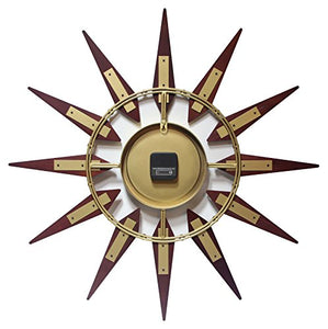 Orion 30 Inch Walnut Mid-Century Modern Starburst Wall Clock - EK CHIC HOME