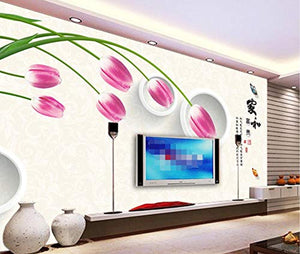 Wall Mural 3D Wallpaper Tulip Circle Modern Minimalist Wall Decoration Art - EK CHIC HOME