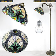 Load image into Gallery viewer, Tiffany Floor Lamp Stained Glass Blue Liaison Lampshade in 64 Inch Tall Antique Arched Base - EK CHIC HOME