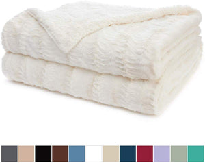 Luxury Faux Fur Bed Throw Blanket, Queen, Full Size, 90x90, - EK CHIC HOME