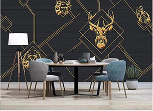 Wall Mural 3D Wallpaper Animal Golden Lines Abstract Living Room - EK CHIC HOME