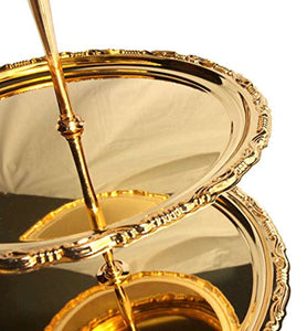 (Pack of 2) Three Tiered Iron Gold Serving Stand Serving Tray For Parties - EK CHIC HOME
