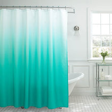 Load image into Gallery viewer, Ombre Textured Shower Curtain with Beaded Rings, Turquoise - EK CHIC HOME