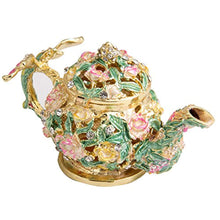 Load image into Gallery viewer, Hand Painted Enameled Teapot Style Decorative Hinged Jewelry Trinket Box - EK CHIC HOME