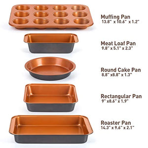5-Piece Nonstick Copper Bakeware Set - EK CHIC HOME