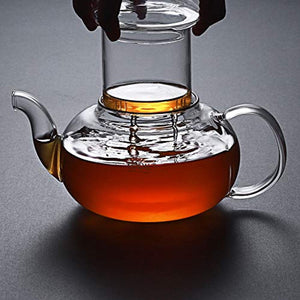 27 oz Glass Filtering Tea Maker Teapot with a Warmer and 6 Tea Cups - EK CHIC HOME