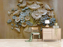 Load image into Gallery viewer, Wall Mural 3D Wallpaper Embossed Simple Vase Flower Arrangement Chrysanthemum - EK CHIC HOME