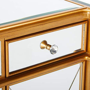 3-Drawers 4-Doors Gold and Mirror Console - EK CHIC HOME