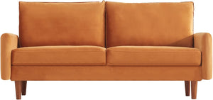 78'' W Velvet Mid-Century Sofa with Bolster Pillows - EK CHIC HOME