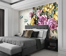 Load image into Gallery viewer, Wall Mural 3D Wallpaper Embossed  Purple Yellow Rose Flower - EK CHIC HOME