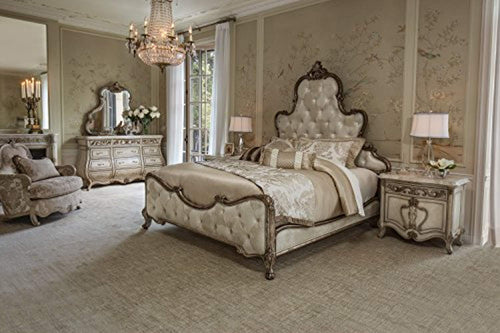 Platine de Royale Champagne 4pc Queen Panel Bedroom Set by Aico Amini - EK CHIC HOME