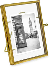 Load image into Gallery viewer, 4x6, Antique Gold, Vintage Style Brass and Glass, Metal Floating - EK CHIC HOME