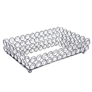 Crystal Mirrored Decorative Tray  (Silver) - EK CHIC HOME
