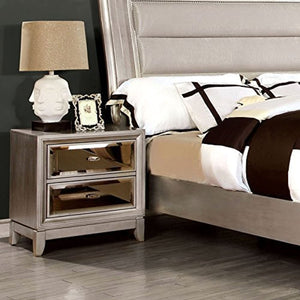 Contemporary Style Silver Finish King Size 6-Piece Bedroom Set - EK CHIC HOME