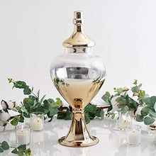 Load image into Gallery viewer, 18&quot; Chrome Gold Ombre Glass Candy Jar with Glass Lid - EK CHIC HOME