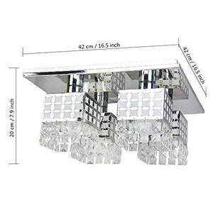 Crystal Flush Mount Ceiling Light Fixture Square Modern Chandelier - EK CHIC HOME