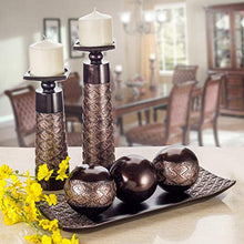 Load image into Gallery viewer, Decorative Candle Holder Set of 2 - Home Decor Pillar Candle Stand, Gift Boxed (Coffee Brown) - EK CHIC HOME