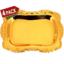 Load image into Gallery viewer, (Pack of 4) 13&quot; x 9.4&quot; Iron Gold Mirror Serving Tray - EK CHIC HOME
