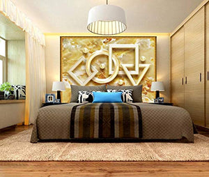 Wall Mural 3D Wallpaper Golden  Geometric Relief Stone  Art - EK CHIC HOME
