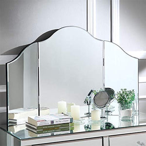 Mirrored Black Vanity Set - 3 Piece Set - Stool and Mirror - EK CHIC HOME