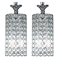 Load image into Gallery viewer, 1-Light Chrome Finish Round Metal Shade Crystal Chandelier [ Pair of 2 ] - EK CHIC HOME