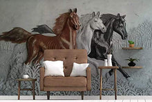 Load image into Gallery viewer, 3D Embossed Cement Wallpaper Sculpture Horse Home Decor - EK CHIC HOME
