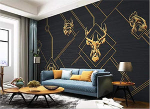 Wall Mural 3D Wallpaper Animal Golden Lines Abstract Living Room - EK CHIC HOME