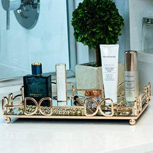 Vanity Mirror Tray -Centerpiece Gold Mirror - EK CHIC HOME