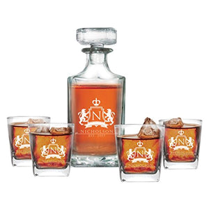 Custom Engraved Groomsmen Gifts - Whiskey Decanter Set and 4 Glasses Gifts Set - EK CHIC HOME
