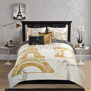 Casa Paris Gold 8 Piece Comforter Set Queen - EK CHIC HOME