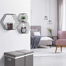Load image into Gallery viewer, Sorbus Floating Hexagon Shelves - Wall-Mounted Geometric Metal Wall Décor (Metal Hexagon - Black) - EK CHIC HOME