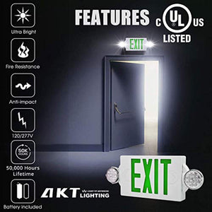 LED Emergency Light & Exit Sign Combo,(Green, 6 Pack) - EK CHIC HOME