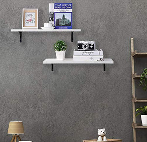 Wall Mounted Floating Shelves, Set of 2, Display Ledge, Storage Rack for Room/Kitchen/Office - White - EK CHIC HOME