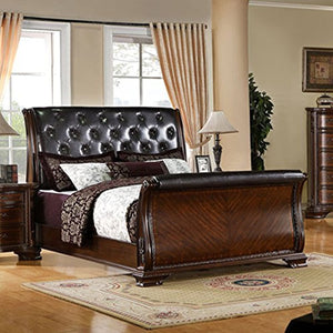 Luxurious Baroque Style Brown Cherry Finish King Size 6-Piece Bedroom Set - EK CHIC HOME