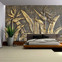 Load image into Gallery viewer, Murwall 3D Embossed Wallpaper Gold Sculpture Wall Mural Paradise - EK CHIC HOME